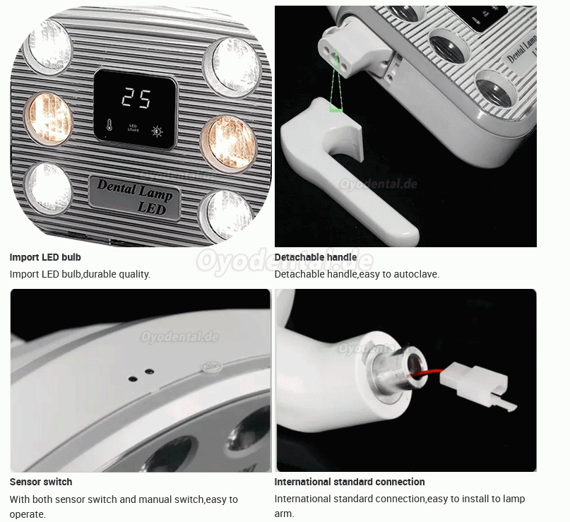 JH-09 10W Dental Chirurgische Lampe Schattenlos OP-Induktionslampe mit LCD-Display 6 LEDs